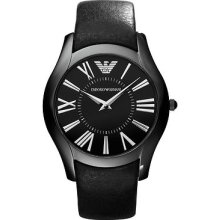 Emporio Armani Ar2059 Slim Black Mens Watch - 2 Year Warranty