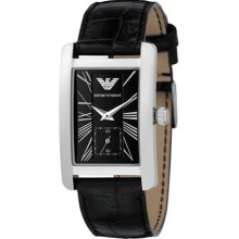 Emporio Armani Ladies Classic Black Leather Analog Designer Watch Ar0144