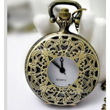 Exquisite The hollowed-out engraved Pocket Watch Necklace Vintage Jewelry hb40