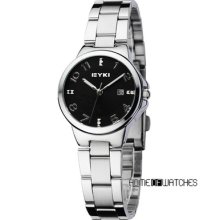 Eyki Couples Style Fashion Black Dial Date S/steel Quartz Lover Gift Watch Women