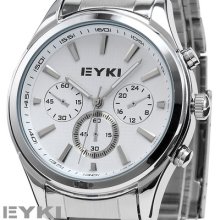 Eyki Luxury Elegant Vogue Stainless Steel Mens Analog Quartz Wrist Watch Usts