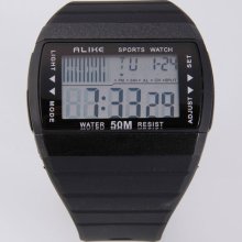 Fashion 24 Animation Date Waterproof Sport Electronic Digital Wrist Watch Black