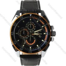 Fashion High Quality Men Business Leather Band Quartz Clock Wrist Watch