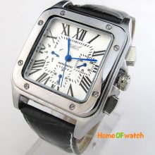 Fashion Mens Square Automatic Mechanical Sub-dials Date Analog Wrist Watch