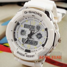 Fashion Mens Womens White Silicon Digital Led Back Light Sports Watch Cool