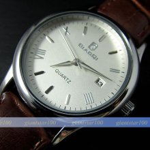 Fashion Quartz Hour Date Dial Day Analog Unisex Leather Wrist Watch Wh112