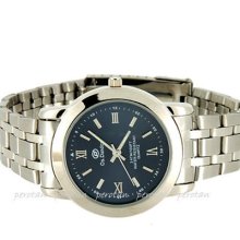 Fashion Quartz Hour Dial Dark Blue Analog Men's Steel Wrist Watch Whp68