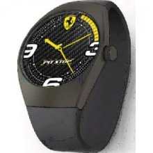 Ferrari Pitstop Watch Black Pvd Carbon Dial Yellow