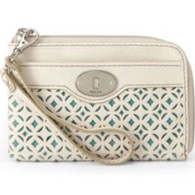 FossilÂ® Bone Marlow Perforated Leather Wristlet