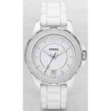 Fossil Ceramic Silicone Strap White Dial Women's watch #CE1034
