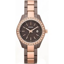Fossil ES3000 Brown and Rose Stella Mini Stainless Steel Watch