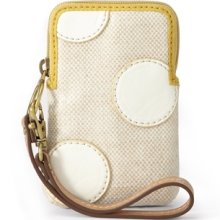 Fossil Key-per Carryall Case Bone Polka Dot Wristlet Phone Case