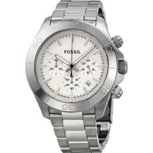 Fossil Retro Traveler Chronograph White Dial Stainless Steel Mens Watch Ch2847