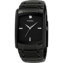 Fossil Watch, Mens Diamond Accent Black Ion Plated Stainless Steel Bra