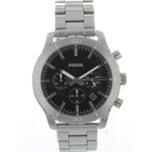 Fossil Watches Men's Black Dial Silver Stainless Steel Stainless Stee
