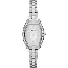 Fossil Womens Molly Crystal Analog Stainless Watch - Silver Bracelet - Silver Dial - ES3285
