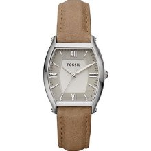 Fossil Womens Wallace Stainless Watch - Brown Leather Strap - Silver Dial - ES3055