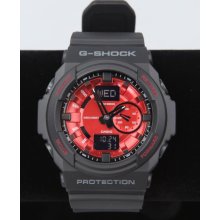 G-Shock By Casio Men Ga-150Mf-1A Black Band W/ Red Face Watch Black