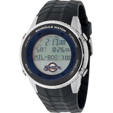 Game Time Milwaukee Brewers Stainless Steel Digital Schedule Watch -