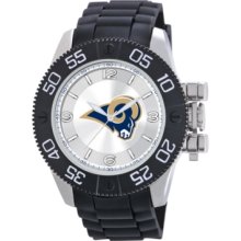 Game Time Watch, Mens St. Louis Rams Black Polyurethane Strap 47mm Nfl