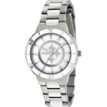 Game Time Watch, Womens Pittsburgh Steelers White Ceramic and Stainles