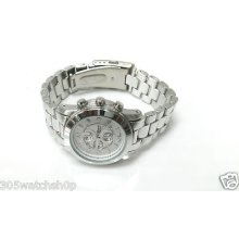 Geneva Mini Small Size Silver 3 Eye Dial Mk Style Lady's Boyfriend Watch