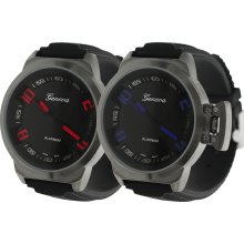 Geneva Platinum Men's Silicone Watch (Black/Red)