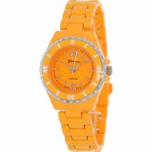 Geneva Platinum Women's 2855.Silver.Orange Orange Stainless-Steel Quartz Watch with Orange Dial