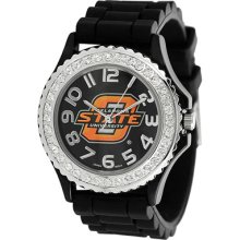 Geneva Platinum Womens Rhinestone Oklahoma State Watch - Black Black 9.5