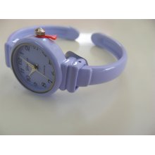 GENEVA ROUND FACE LAVENDER NARROW BAND METAL 3/8 INCH CUFF WATCH - Metal - 14 inches
