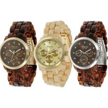 Geneva Womens Acrylic Link Chronograph Watch Silver