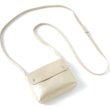 Genuine Leather Mini Crossbody Purse in Vanilla Gold, adjustable strap, leather handbag, golden purse, H9x W12x D2 cm