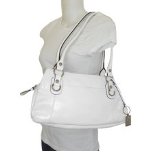 Giani Bernini White Glazed Leather Satchel Bag