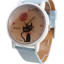 Girl Cartoon Cat Women Watch Azure Watchband A139
