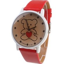 Girl Lovely Bear Women Watch Red Watchband A139