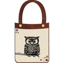 Glam Naturale Vintage Style Owl Canvas Tote