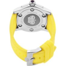Glam Rock Women's Crazy Sexy Cool Guilloche Round Watch Case: Stainless Steel-White, Dial/Strap: Light Silver/Yellow, Hands/Markers: Black/Multi