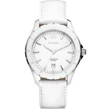 Golana Aura Three Hands Women's Quartz Watch With White Dial Analogue Display And White Leather Strap Au300-1