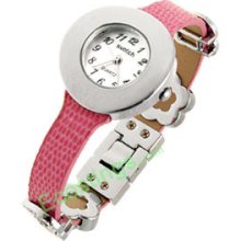 Good Jewelry Bird's Nest Watchcase Pink Leather Band Rhinestone Ladies' Women's Watch