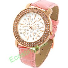 Good Jewelry + Crystal Plated Quartz Wrist Watch - Pink Wristband