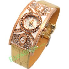 Good Jewelry Double Heart Arch Case Ladies Wrist Watches Golden