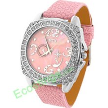 Good Jewelry Enchanting Crystal Ladies Quartz Wrist Watches Pink Strap
