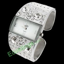 Good Jewelry Sparkling Crystal Bangle Ladies Quartz Wrist Watch Dial