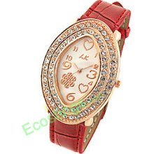 Good Leather Watchband Oval Golden Watch Case Ladies' Wrist Watch