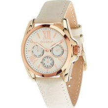Gossip Suede Strap Multi-Function Watch with Roman Numerals - Ivory - One Size