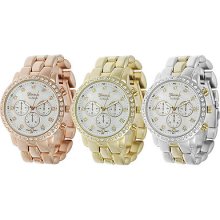 Gp By Brinley Co. Women's Rhinestone Decorative Chronograph Link Watch