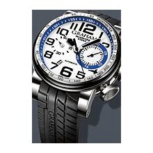 Graham Silverstone Stowe Racing USA Limited Edition Collector 48 mm Watch - White Dial, Black Rubber Strap 2BLDC.W07C Sale Authentic Ceramic