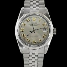 Gray roman dial SS jubilee bracelet rolex datejust men watch fluted bezel