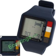 Green EL Light Wide Watchband LCD Screen Sports Digital Watch