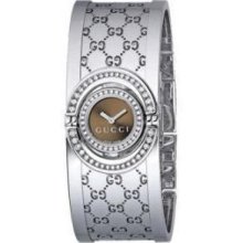 Gucci 112 Twirl Diamond Ya112504 Polished Steel Bangle Ladies Watch